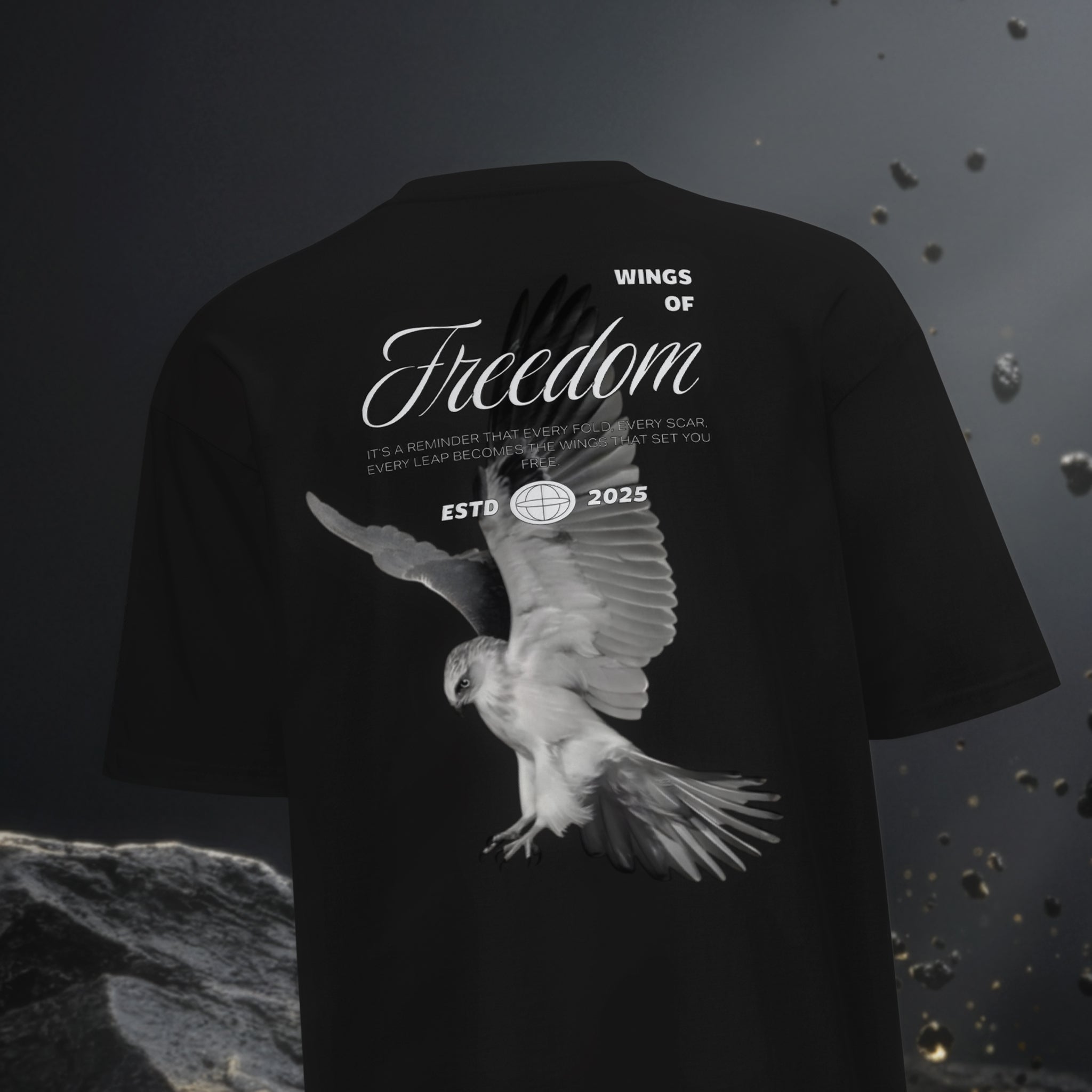 Wings of Freedom Premium Heavyweight Tee – Jet Black
